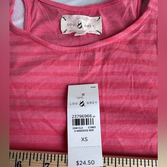 LOU & GRAY Ann Taylor Pink Stripe Tank Top Baggy oversized Long NWT cotton XS‎ - Picture 5 of 7